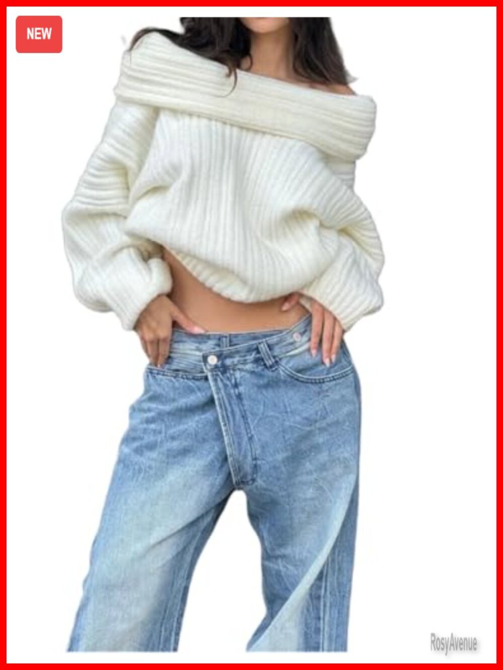 Off Shoulder Oversized Chunky Pullover Sweater Batwing Sleeve Cable Knit